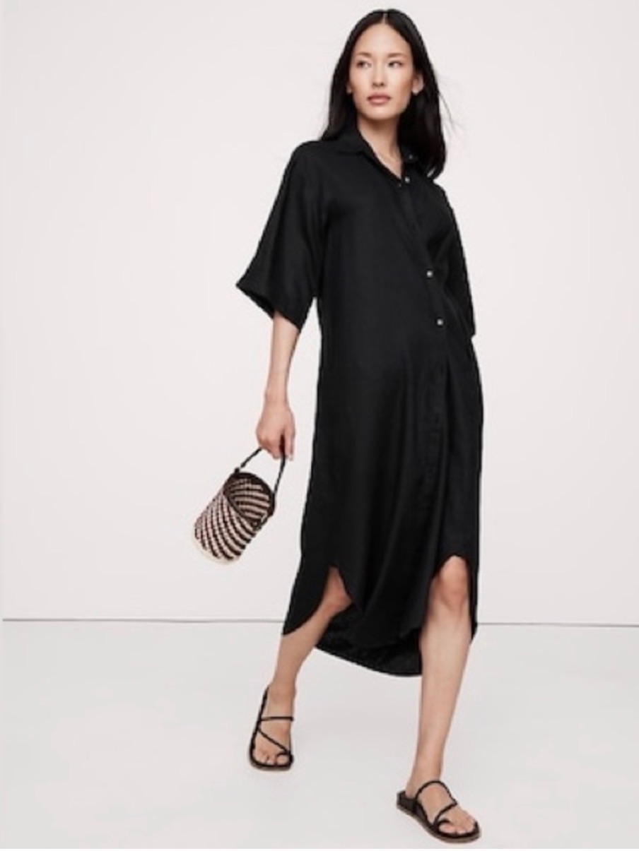 Banana Republic Asymmetrical Linen Button Dress